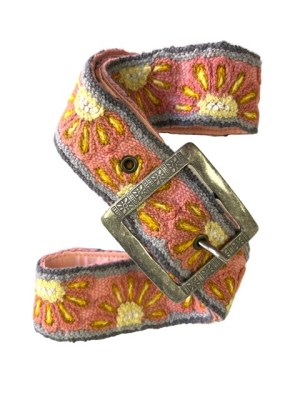 Coral Daisy Embroidered Belt