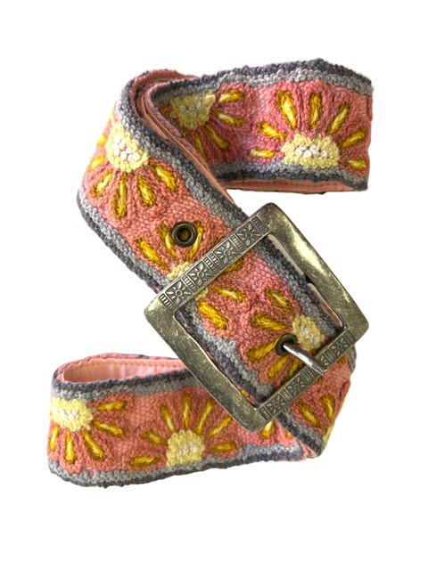 Coral Daisy Embroidered Belt